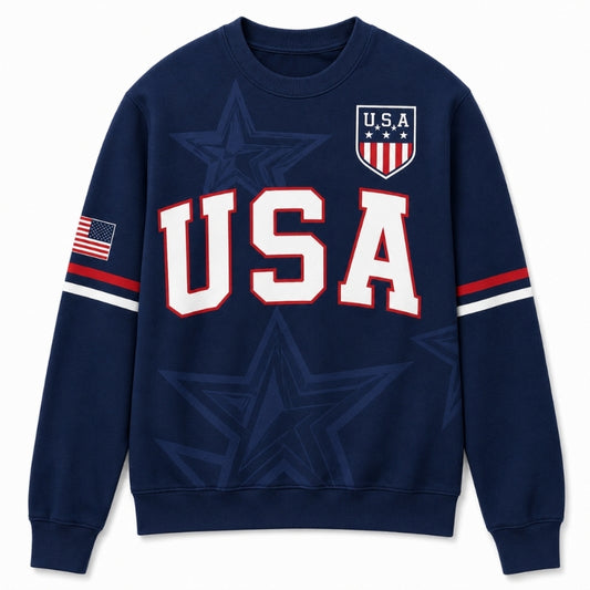 America 250th Anniversary Sweater - Varsity USA Star Crest Navy