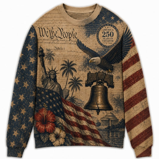 America 250th Anniversary Sweater - Vintage Eagle Liberty Bell