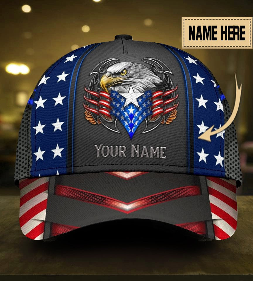 America Eagle Black Red Personalized – Classic Cap