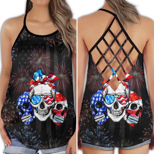 Independence Day USA Flag Celebration - Hollow Tank Top
