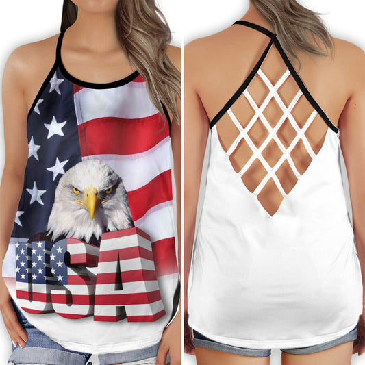 USA Independence Day Happy Vibes - Hollow Tank Top