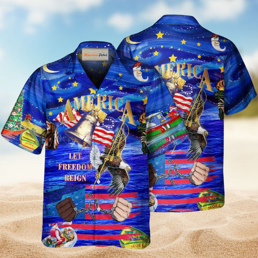 America Let Freedom Reign Christmas – Hawaiian Shirt