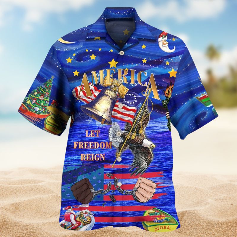 America Let Freedom Reign Christmas – Hawaiian Shirt