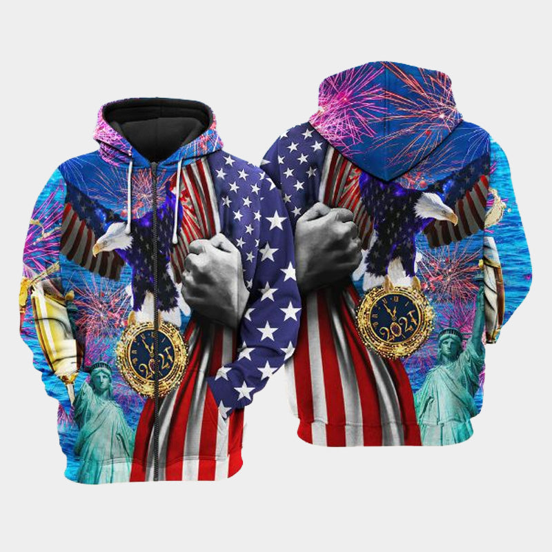 America New Year Celebration Art – 3D Hoodie

