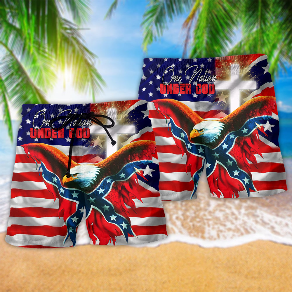 America One Nation Under God Flag - Beach Short
