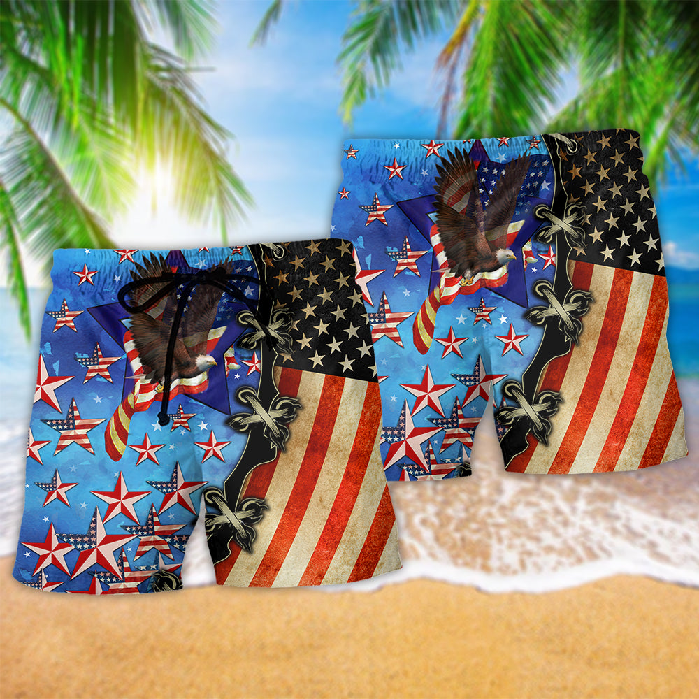 America Stars Quote Inspirational Art – Beach Short
