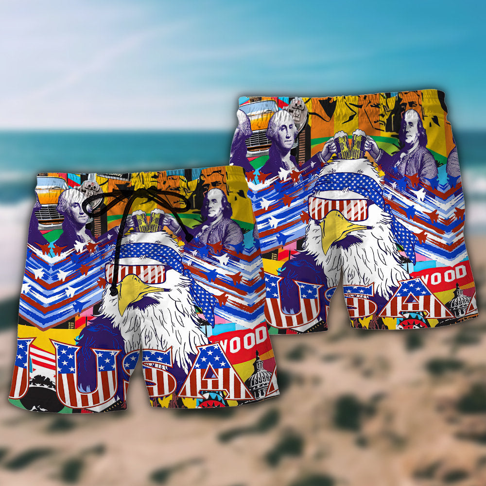 America Proud Forever Eagle Art – Beach Short