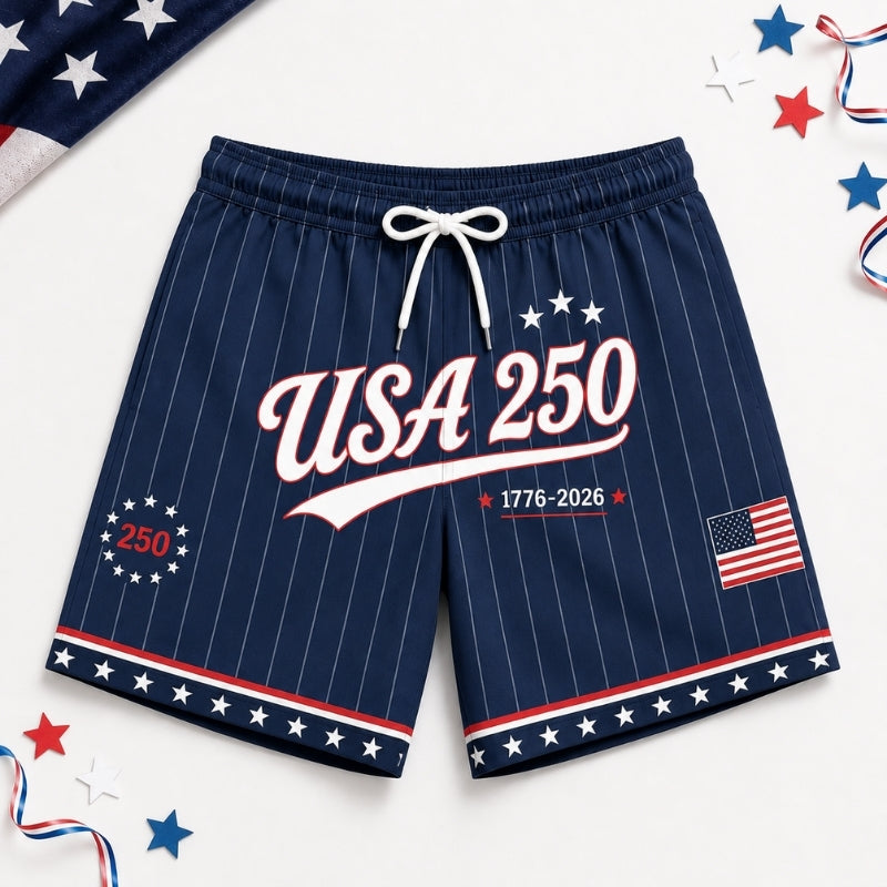 America 250th Anniversary Beach Short- USA Navy Short