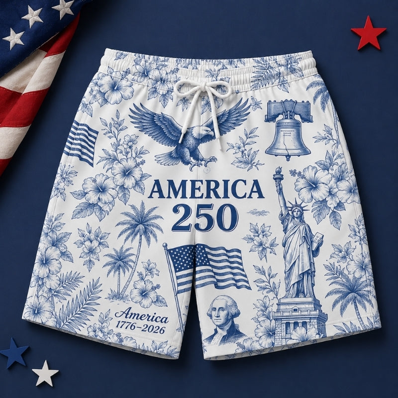 America 250th Anniversary Beach Short - Blue Liberty Swim