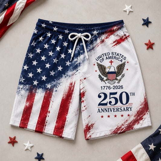 America 250th Anniversary Beach Short - Eagle Flag Beachwear