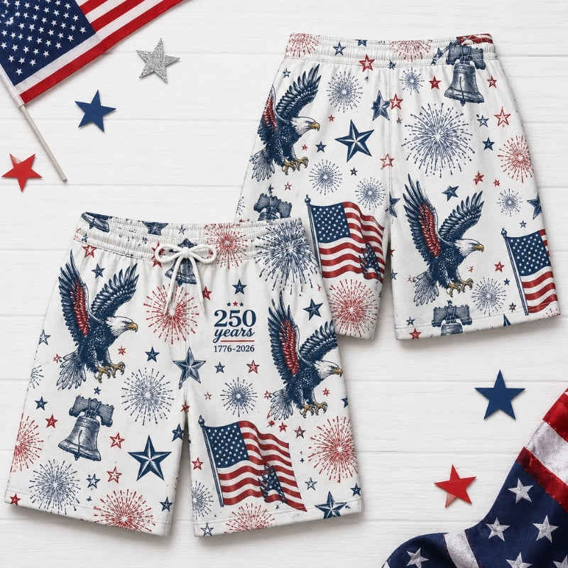 America 250th Anniversary Beach Short - Eagle Stars All Over