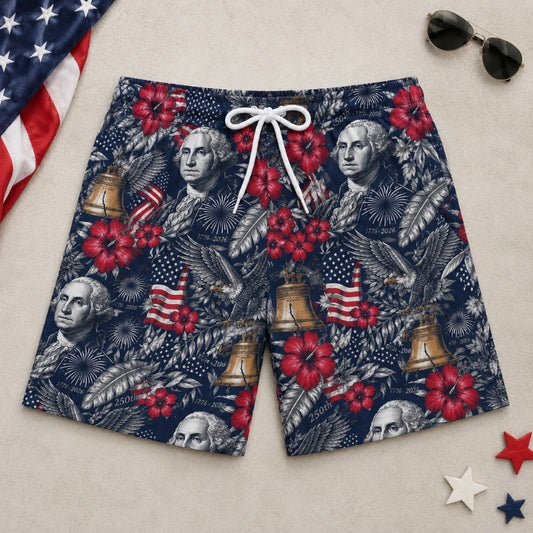 America 250th Anniversary Beach Short - Floral Eagle Swim
