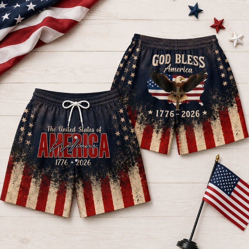 America 250th Anniversary Beach Short - God Bless USA Swim