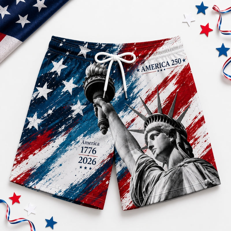 America 250th Anniversary Beach Short - Liberty Brush Flag Swim