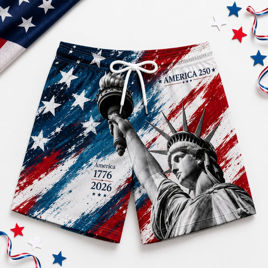 America 250th Anniversary Beach Short - Liberty Brush Flag Swim