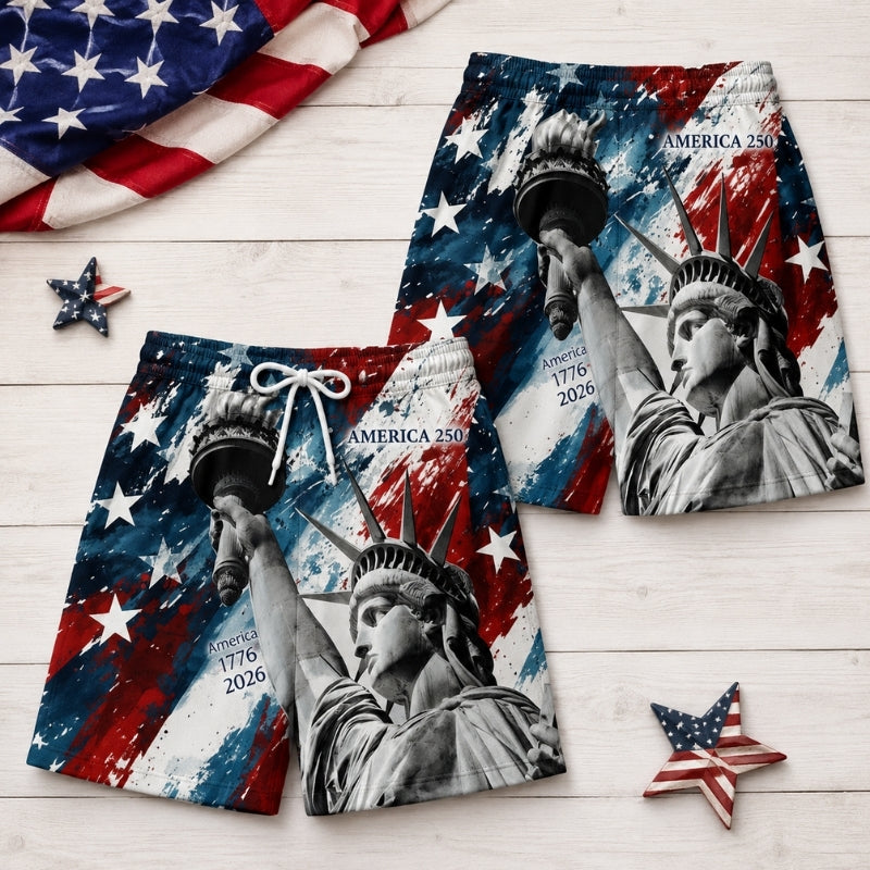 America 250th Anniversary Beach Short - Liberty Brush Flag Swim