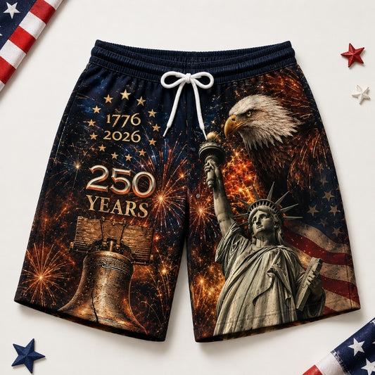 America 250th Anniversary Beach Short - Liberty Fireworks Swim