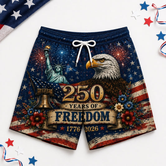 America 250th Anniversary Beach Short - Patriotic Eagle Flag