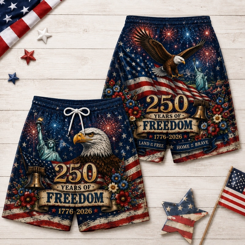 America 250th Anniversary Beach Short - Patriotic Eagle Flag