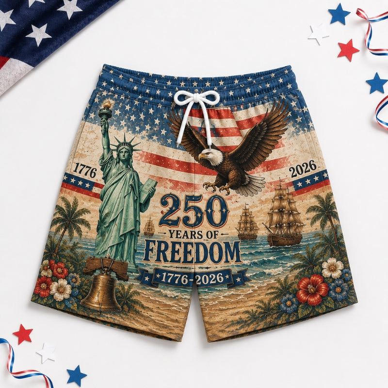 America 250th Anniversary Beach Short - Patriotic Liberty Print