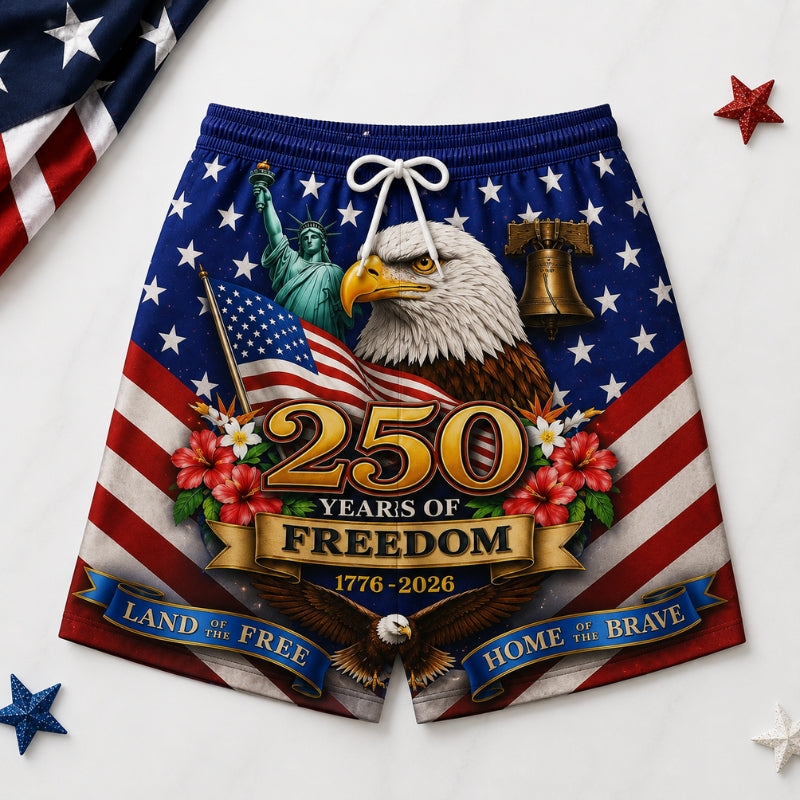 America 250th Anniversary Beach Short - Stars Flag Eagle USA