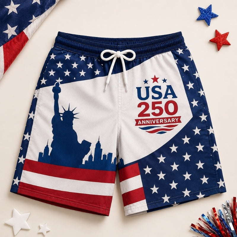 America 250th Anniversary Beach Short - Statue Liberty Swim