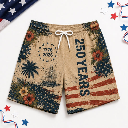 America 250th Anniversary Beach Short - Vintage Eagle Island