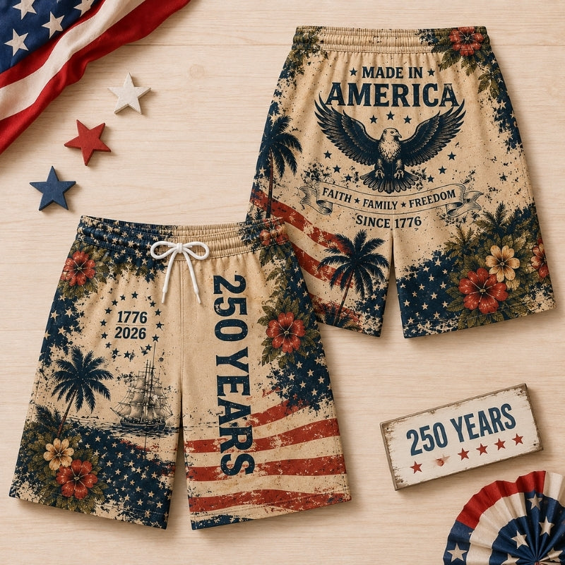 America 250th Anniversary Beach Short - Vintage Eagle Island