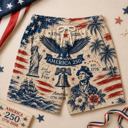 America 250th Anniversary Beach Short - Vintage Liberty Swim