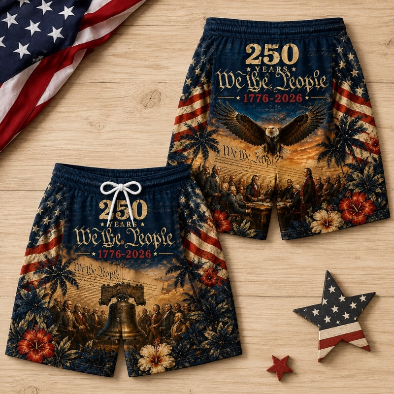America 250th Anniversary Beach Short - We The People Eagle