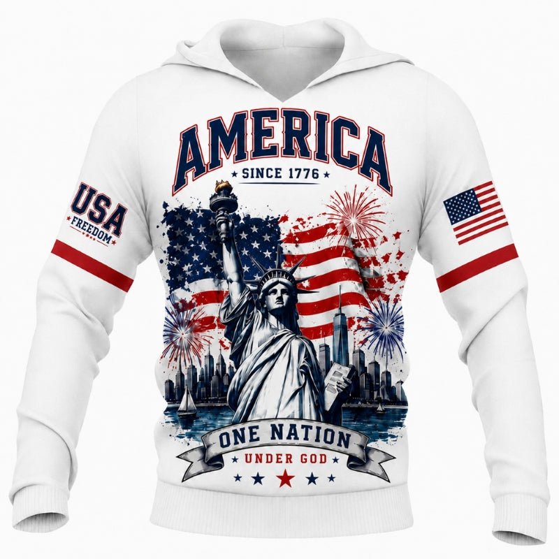 America 250th Anniversary Hoodie- USA America One Nation Under God Print