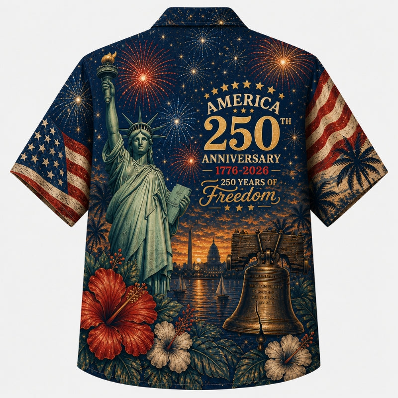 America 250th Anniversary United States Freedom Hawaiian Shirt