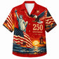 America 250th Anniversary Wide Hawaiian Shirt- Bold Red Liberty Eagle Print