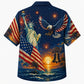 America 250th Anniversary Wide Hawaiian Shirt- Navy Liberty Eagle Bell