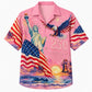 America 250th Anniversary Wide Hawaiian Shirt- Soft Pink Liberty Eagle