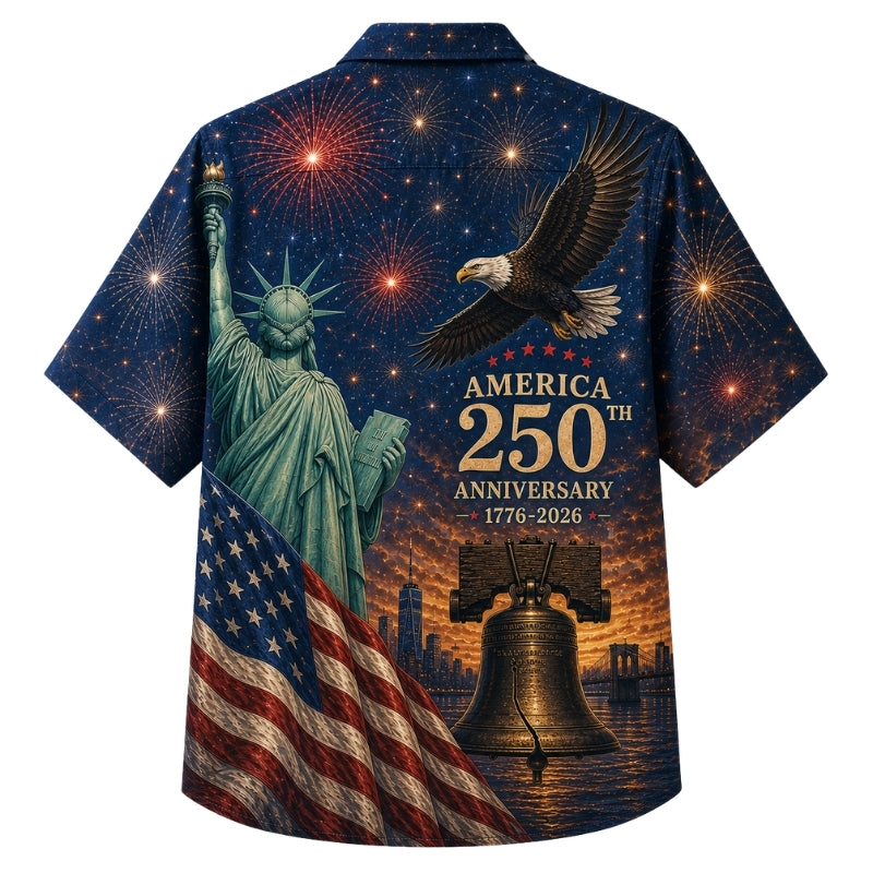 America 250th Eagle Liberty Hawaiian Shirt