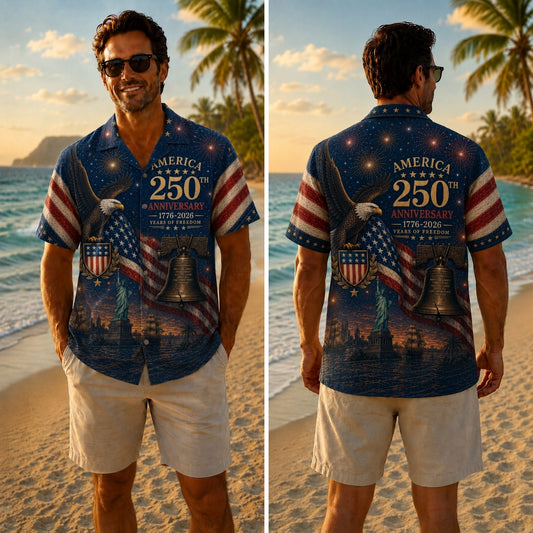 America 250th Freedom Button Hawaiian Shirt