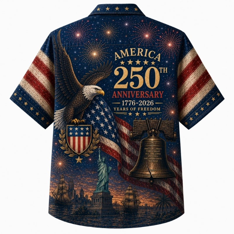 America 250th Freedom Button Hawaiian Shirt