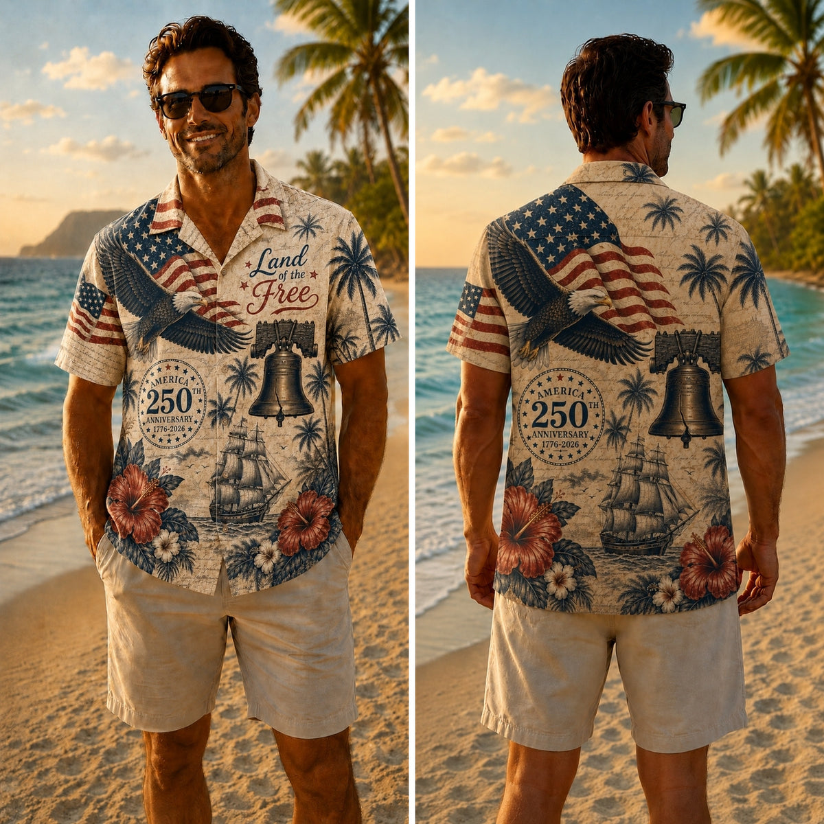America 250th Land of Free Hawaiian Shirt
