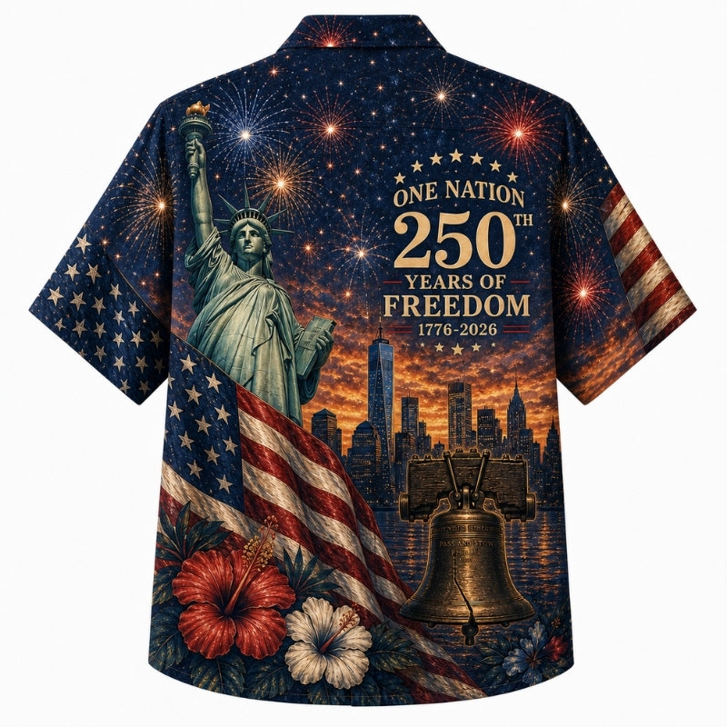 America 250th One Nation Sunset Flag Hawaiian Shirt