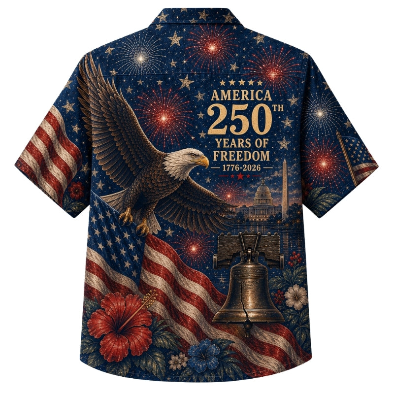 America 250th Patriotic Eagle Flag Hawaiian Shirt