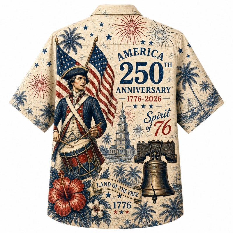 America 250th Spirit Drum Hawaiian Shirt