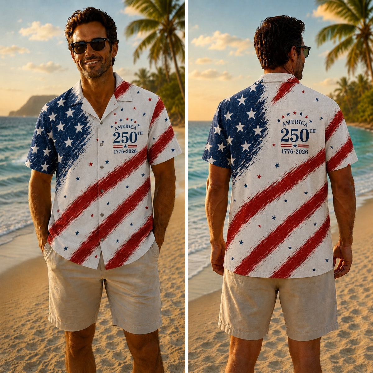 America 250th Stars Stripes Hawaiian Shirt
