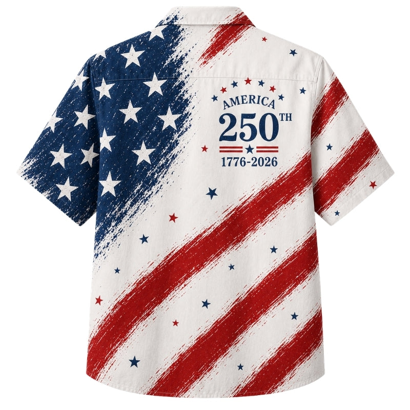 America 250th Stars Stripes Hawaiian Shirt