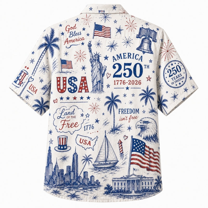 America 250th USA Doodle Hawaiian Shirt