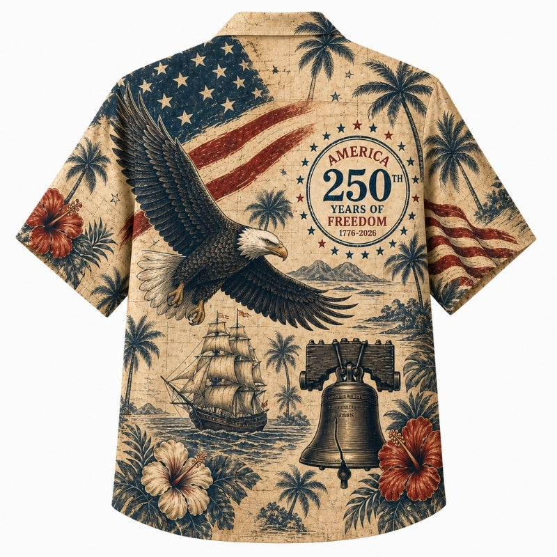 America 250th Vintage Eagle Island Hawaiian Shirt