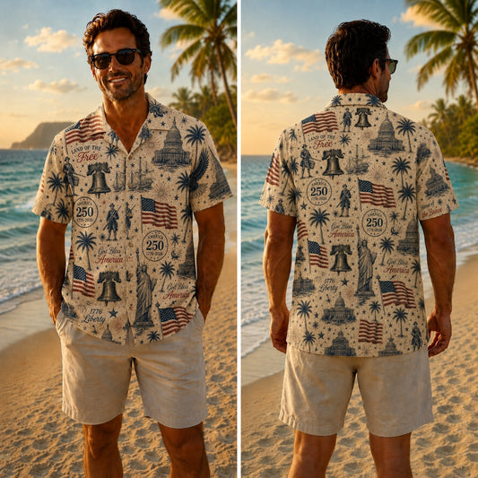 America 250th Vintage Icon Hawaiian Shirt