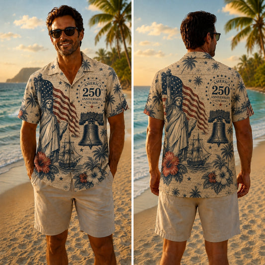 America 250th Vintage Liberty Hawaiian Shirt