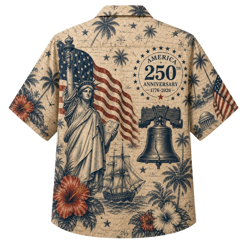 America 250th Vintage Liberty Hawaiian Shirt