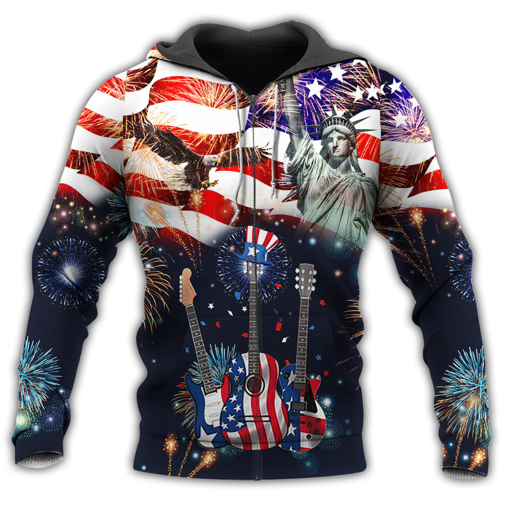 America Guitar Liberty Style - 3D Hoodie